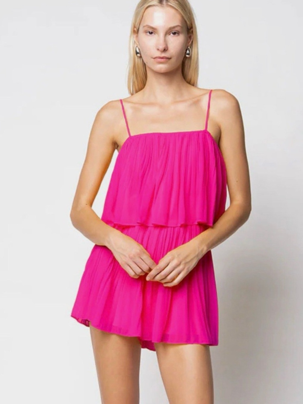 Naked Zebra Jumpsuit Hot Pink Pleated dress